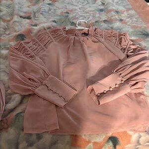 Ann Taylor Blush Ruffled Blouse